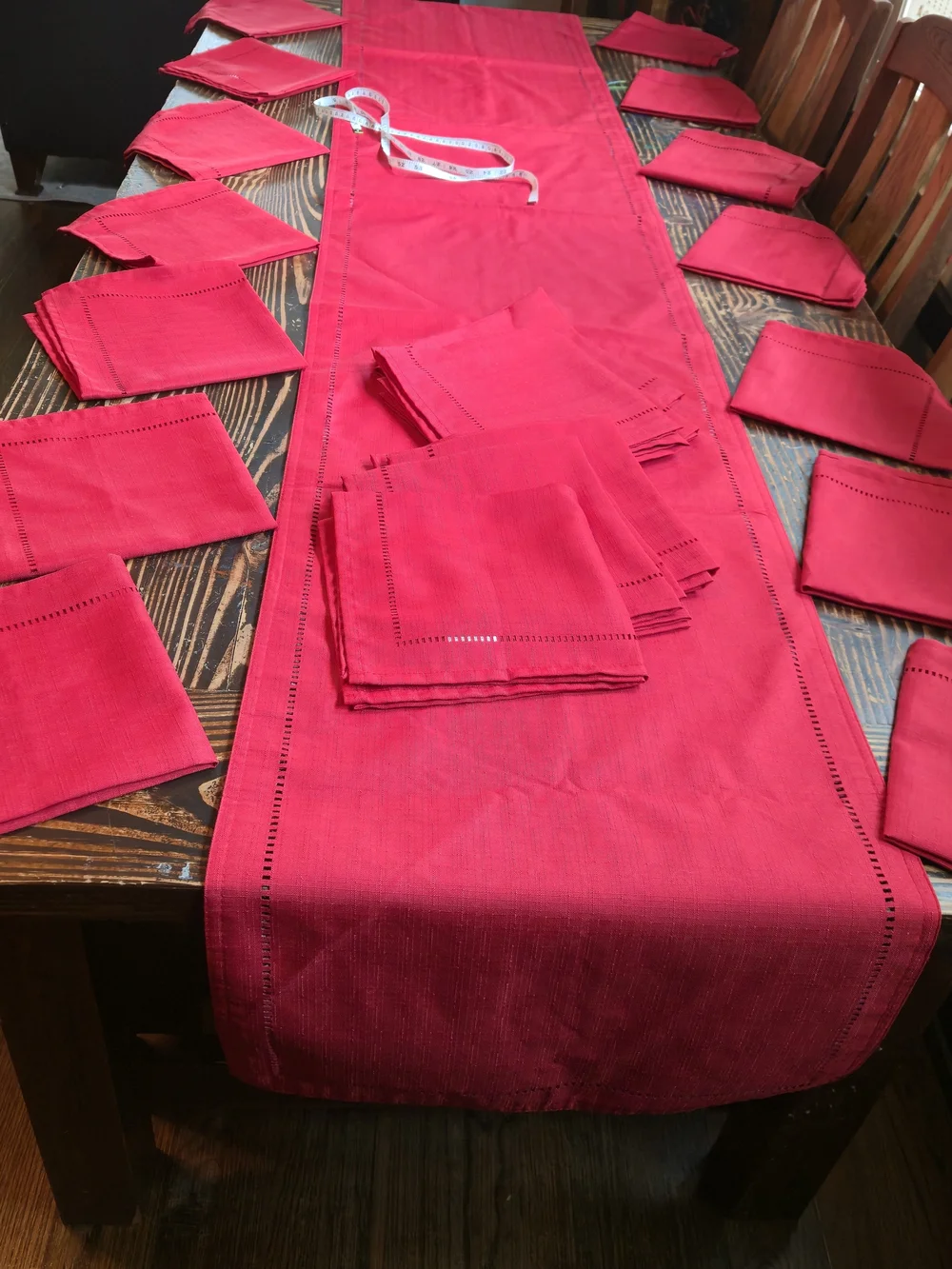 Nicole Miller Bright Red Hemstitch Napkins - Set